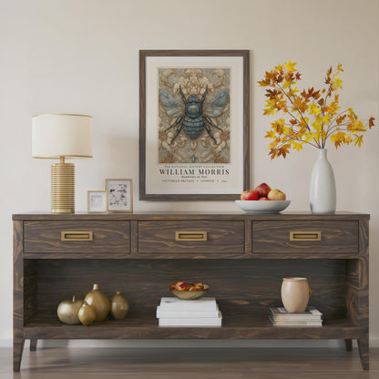 Teal Bumblebee Art Nouveau Nature Print