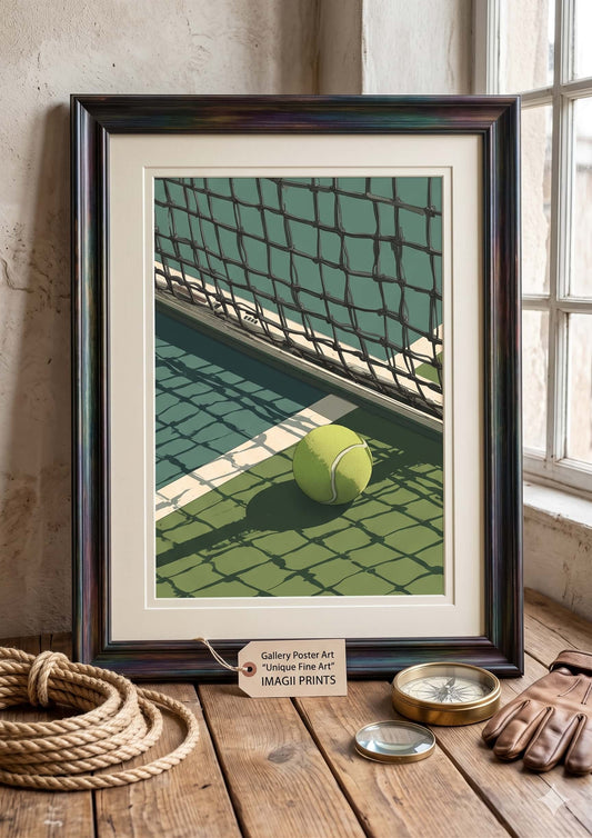 Minimalist Tennis Court Illustration