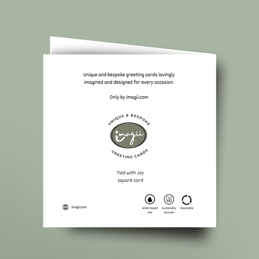 White greeting card with 'imagii' branding on a light green background