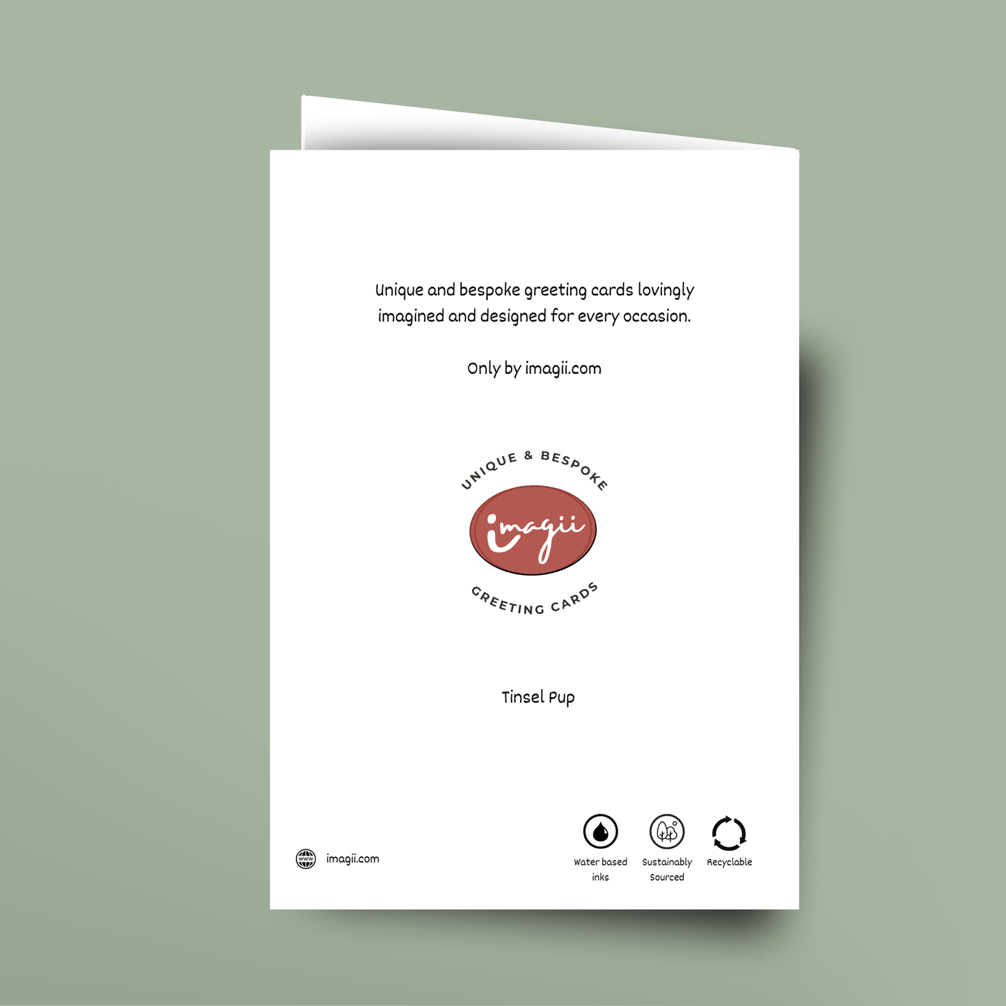 Greeting card with imagii logo and text on a light green background