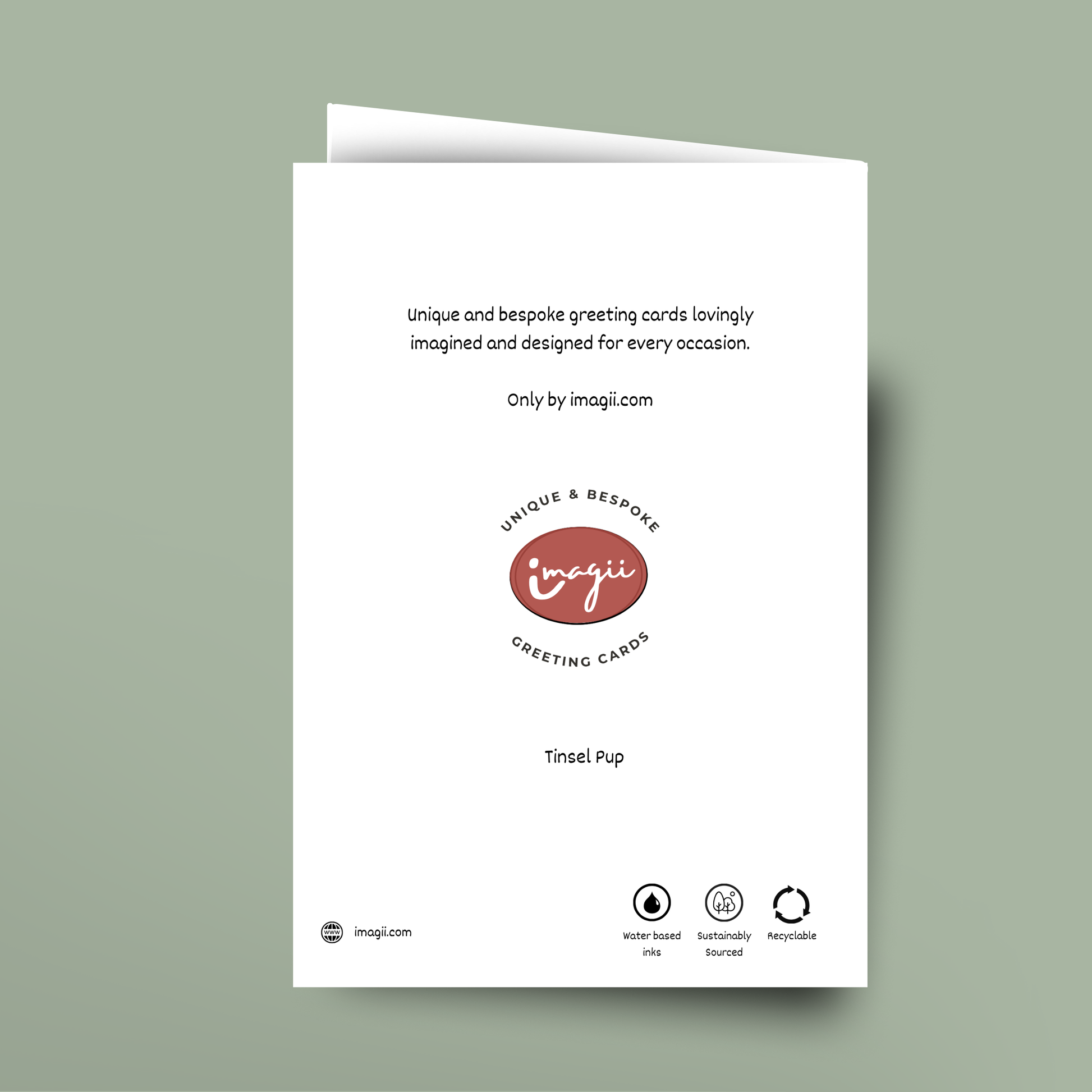 Greeting card with imagii logo and text on a light green background