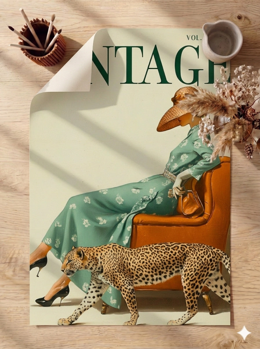 The Vintage — Sage & Leather Cheetah