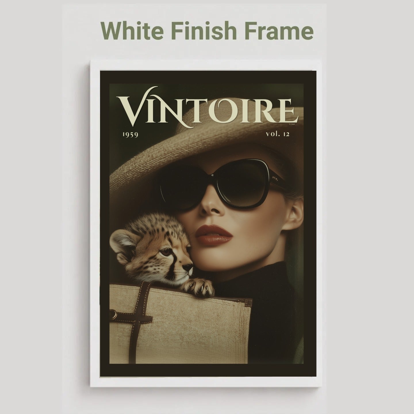 Vintage Cheetah Cub Fashion Editorial Poster