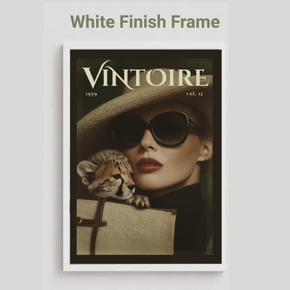 Vintage Cheetah Cub Fashion Editorial Poster