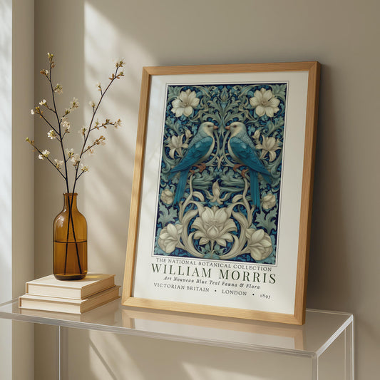 William Morris - Blue Teal Fauna & Flora Exhibition