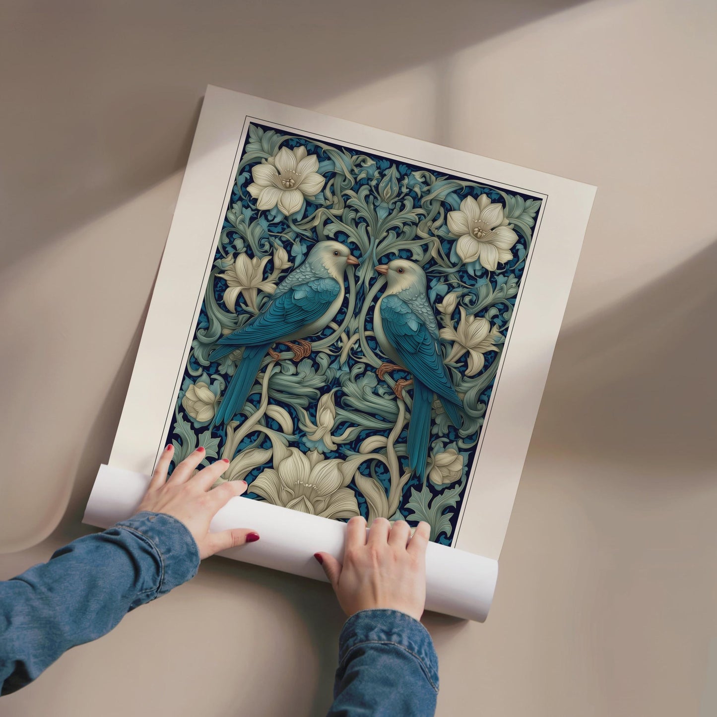 William Morris - Blue Teal Fauna & Flora Exhibition