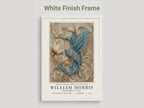 Willam Morris Exhibition Style - Framed artwork of a blue bird with decorative elements on a light gray background