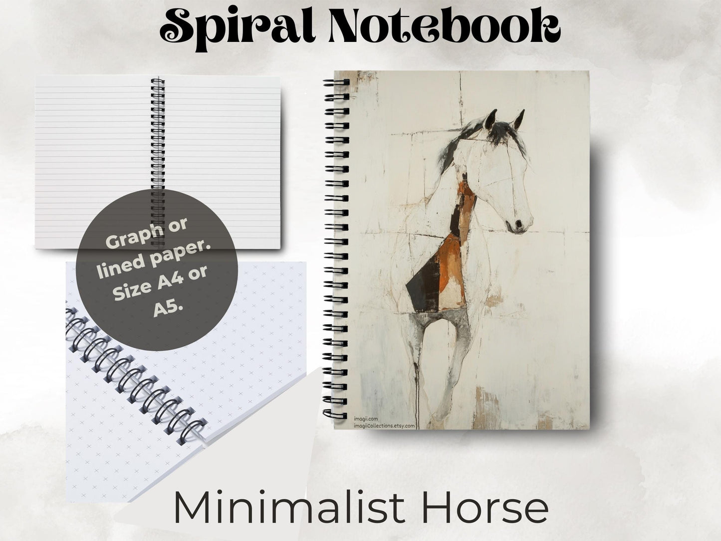 Minimalist Horse - Spiral Notebook