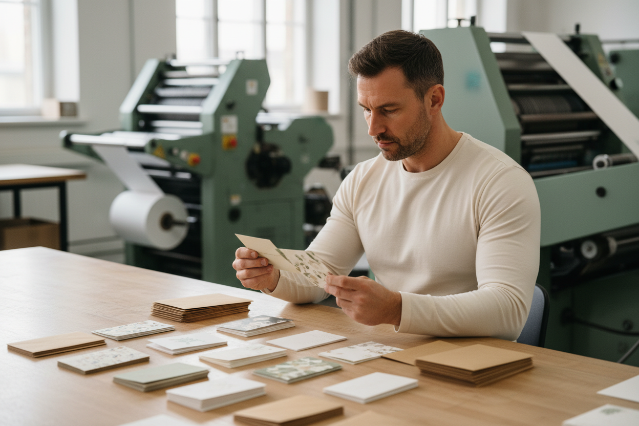 make the background and atmosphere a bit more business like.  maybe some industrial printing machines in the background rather than it looking like someone's home.