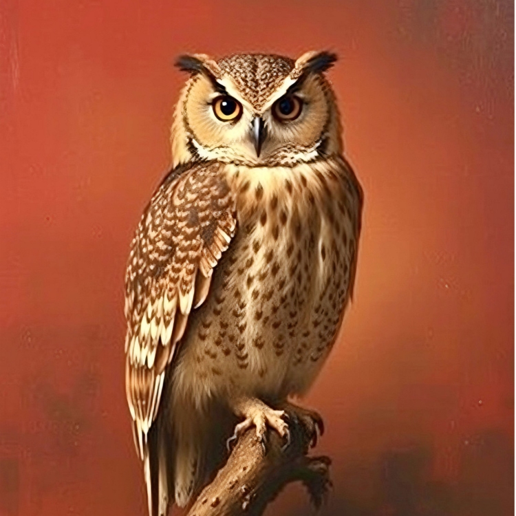 Owl - red background - imagii Greeting Cards