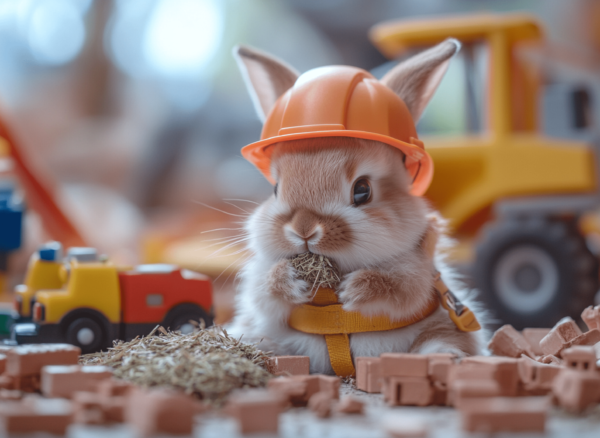 Construction Bunny greeting card