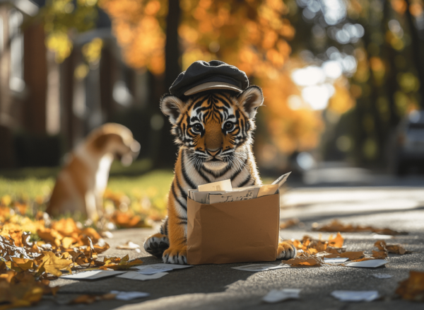 Postman Tiger greeting card