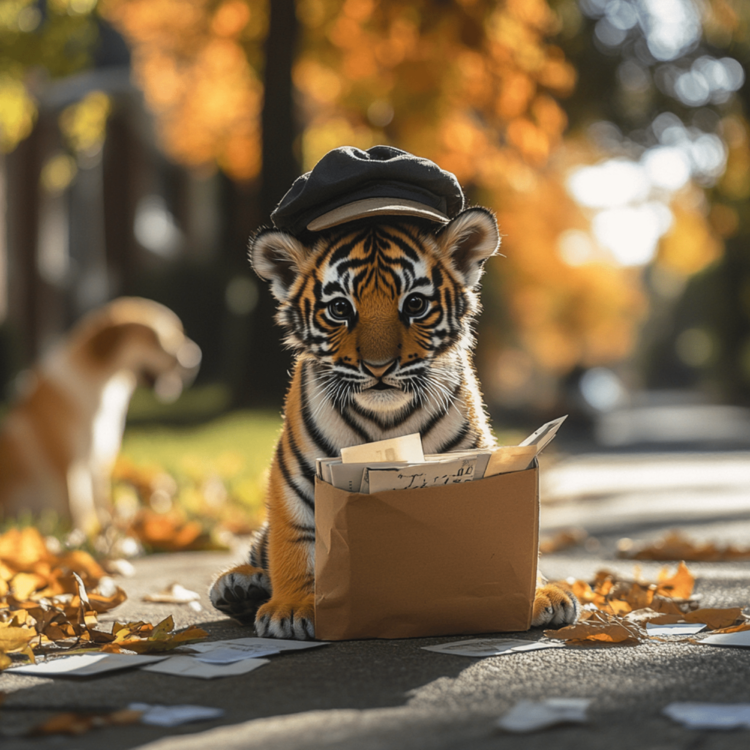 Postman Tiger greeting card