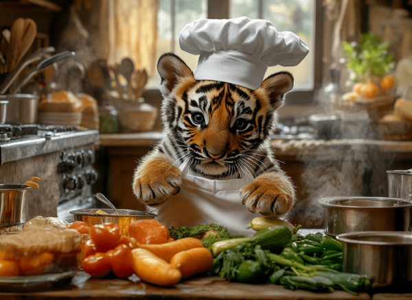 Chef Tiger greeting card