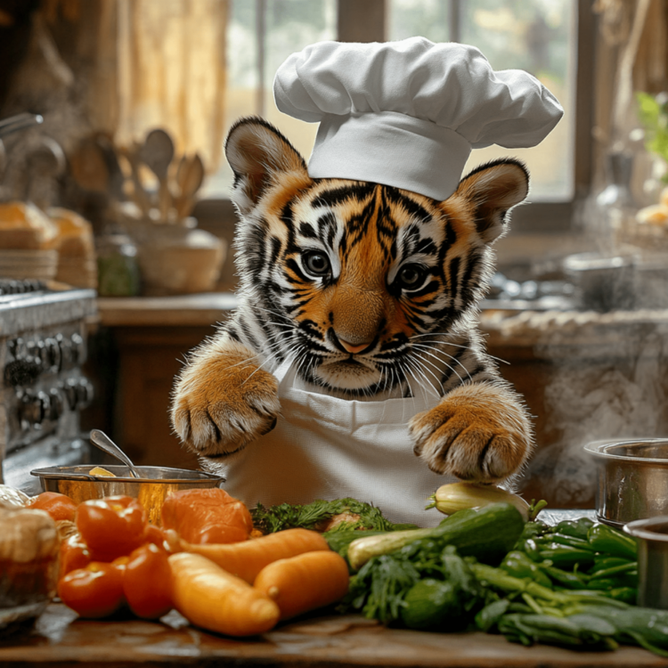 Chef Tiger greeting card