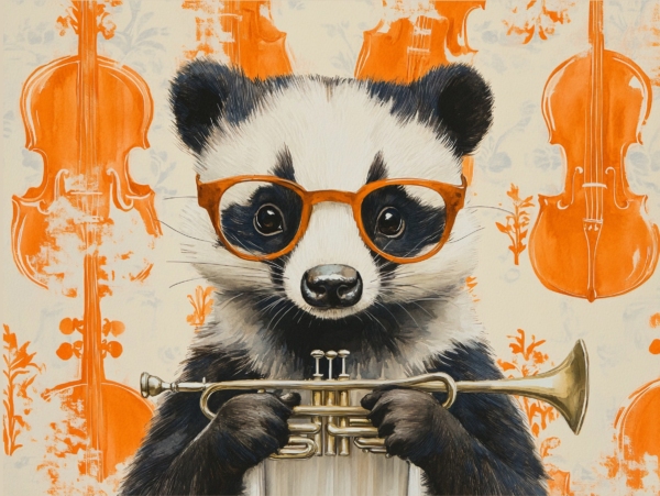 Badger with Trumpet greeting card