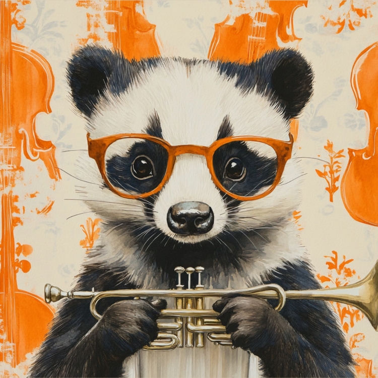 Badger with Trumpet greeting card