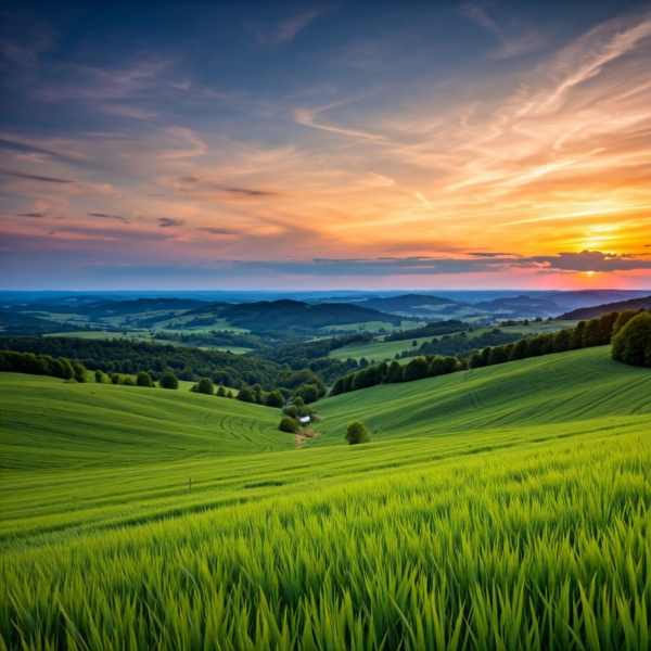 Fields and Grass at Sunset greeting card