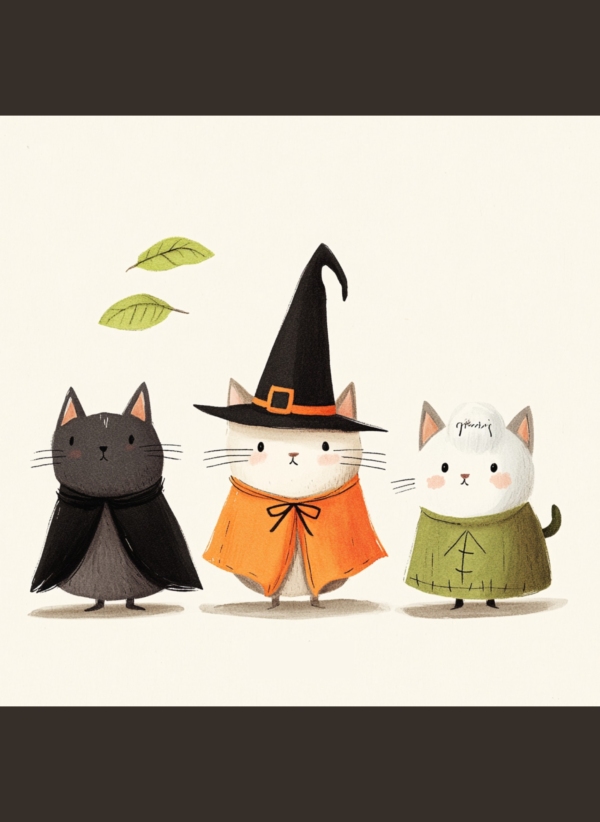 Triple Halloween Cats 1 - imagii Greeting Cards