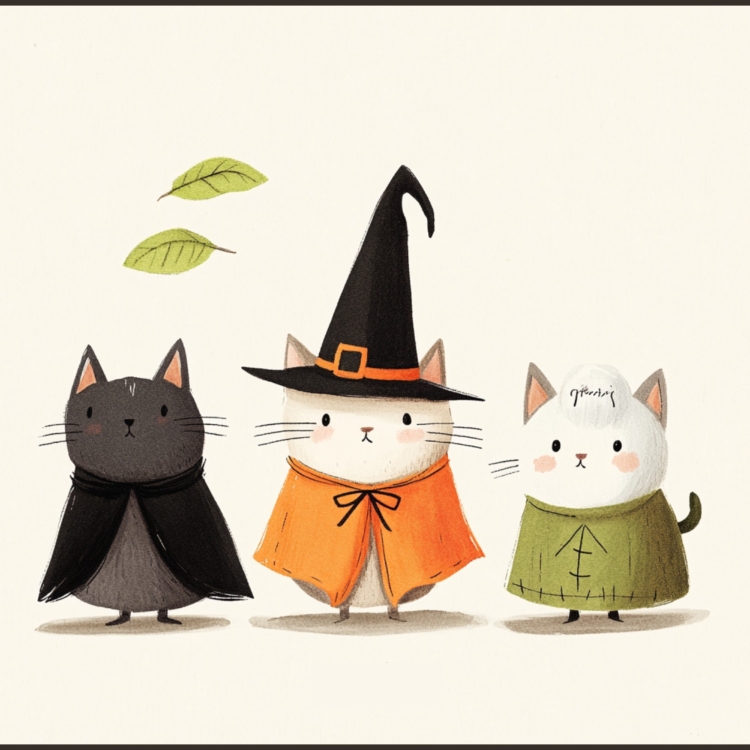 Triple Halloween Cats 1 - imagii Greeting Cards