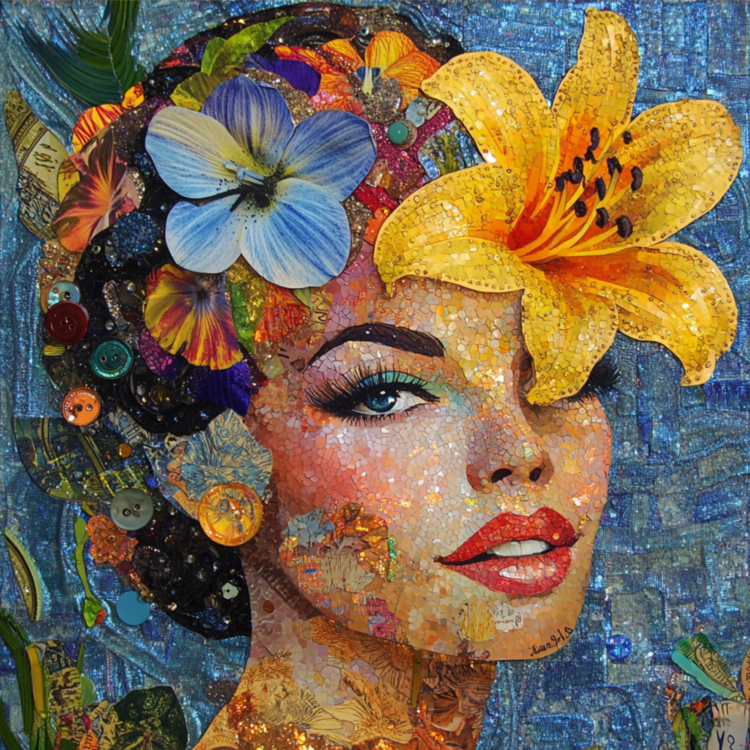 Collage Woman Flower 50s