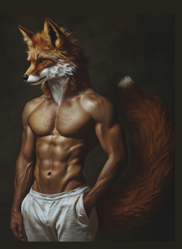 Fox Head Shirtless Man