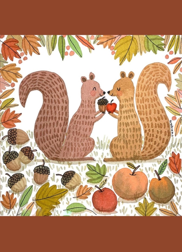 Happy Autumnal Squirrels - imagii Greeting Cards