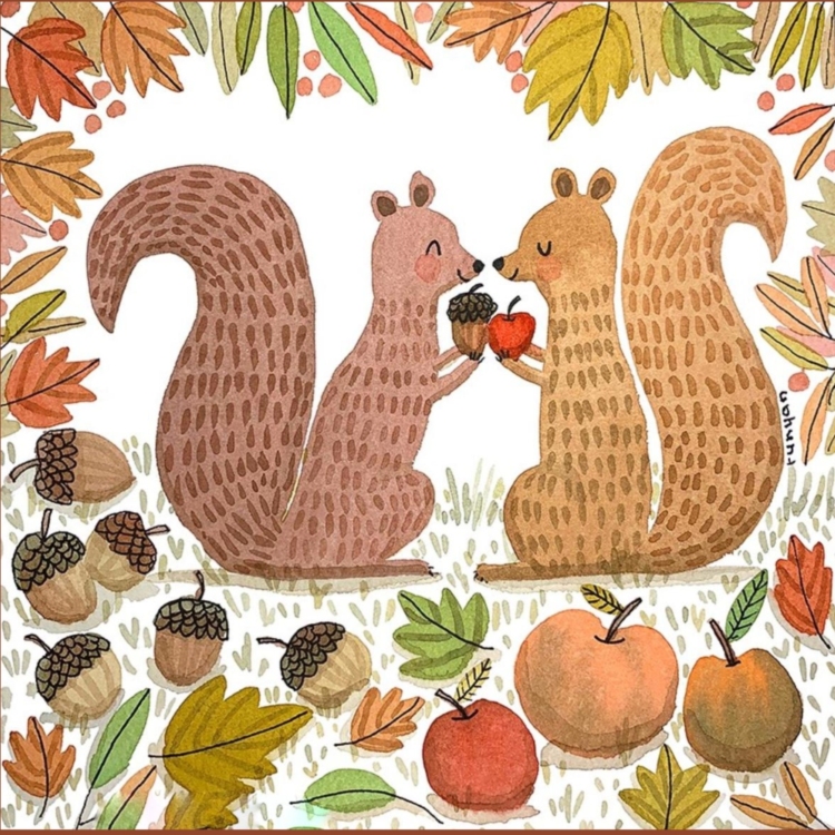 Happy Autumnal Squirrels - imagii Greeting Cards