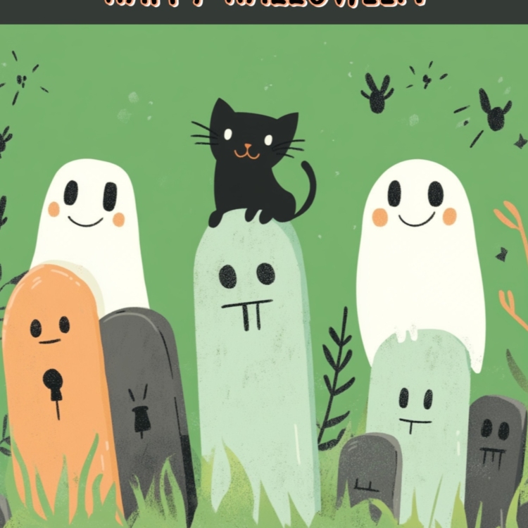 Happy Halloween Green Ghosts & Cats 2 - imagii Greeting Cards