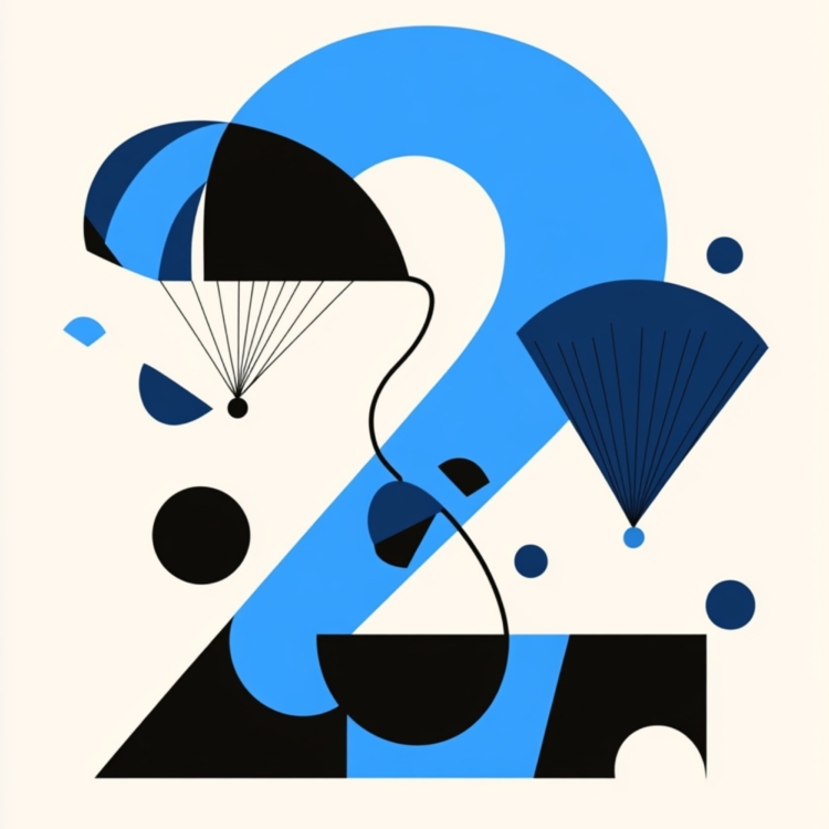 Number 2 Blue Parachutes - imagii Greeting Cards