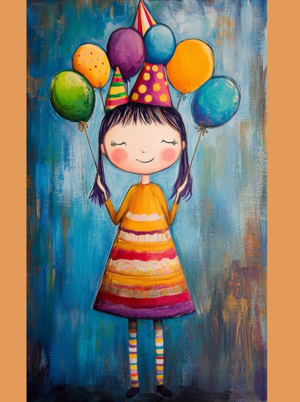 Birthday Balloon Girl - imagii Greeting Cards