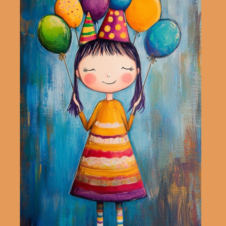 Birthday Balloon Girl - imagii Greeting Cards