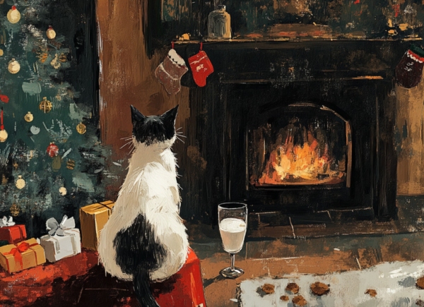 Cat Awaits Santa - imagii Greeting Cards