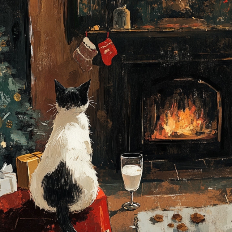 Cat Awaits Santa - imagii Greeting Cards