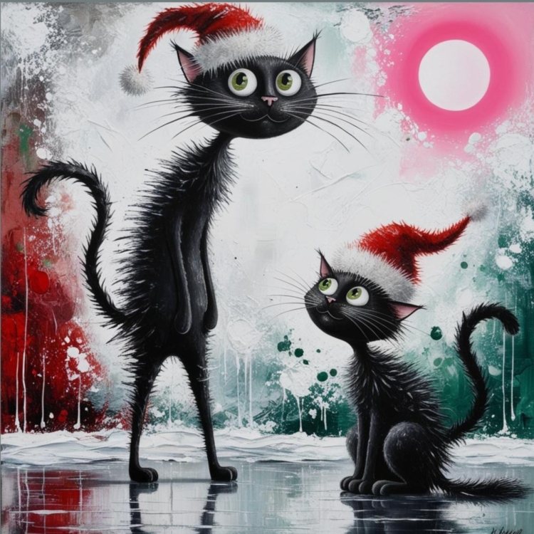 Christmas Wire Cats - imagii Greeting Cards