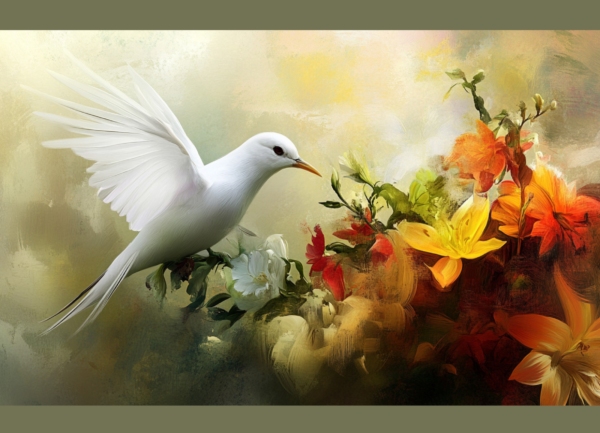 Dove and Flowers - imagii Greeting Cards