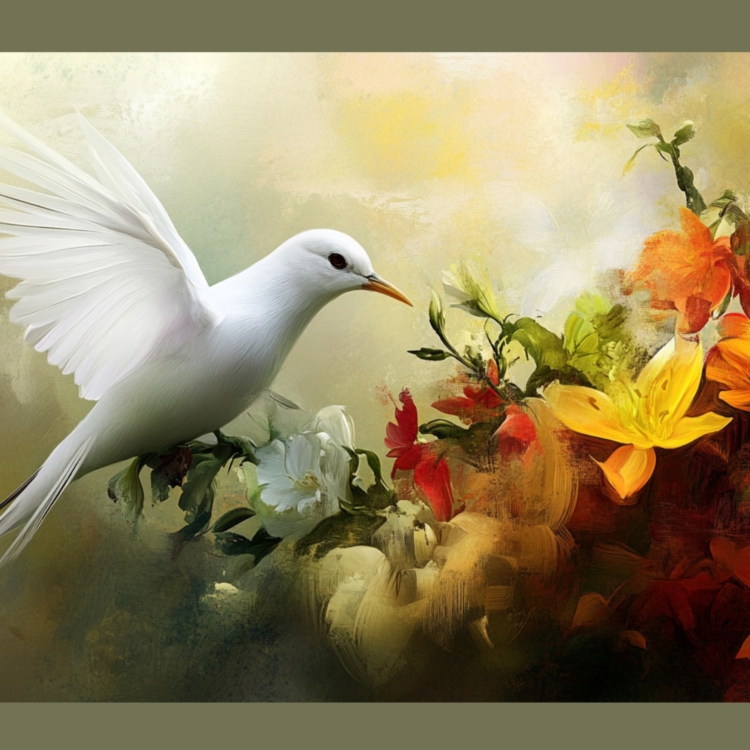 Dove and Flowers - imagii Greeting Cards