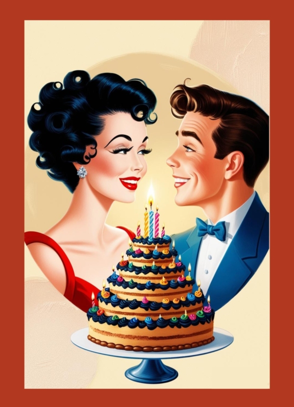 Happy Birthday Couple 1950s - imagii Greeting Cards