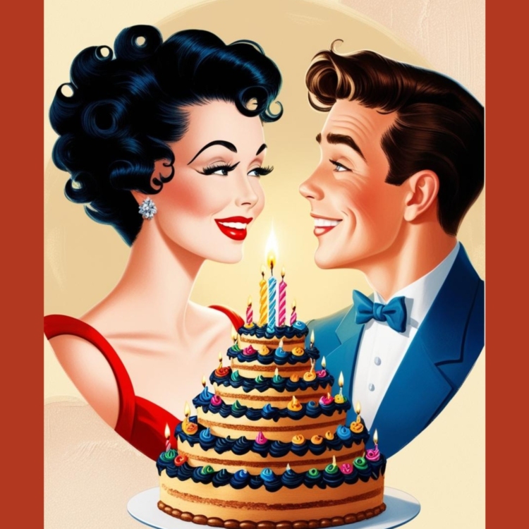 Happy Birthday Couple 1950s - imagii Greeting Cards