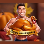 Happy Thanksgiving Muscle Waiter - imagii Greeting Cards