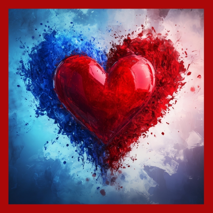 Red and Blue Valentine Splash - imagii Greeting Cards