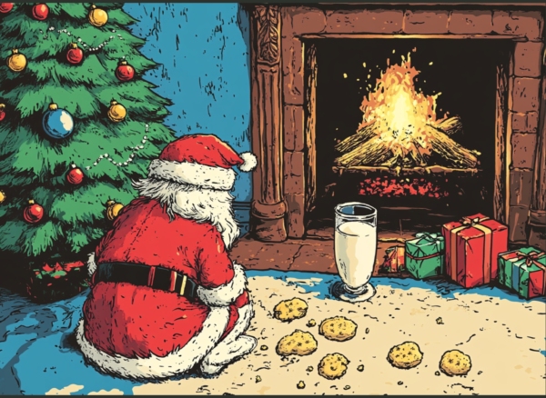 Santa Waiting for Fire to Go Out - imagii Greeting Cards