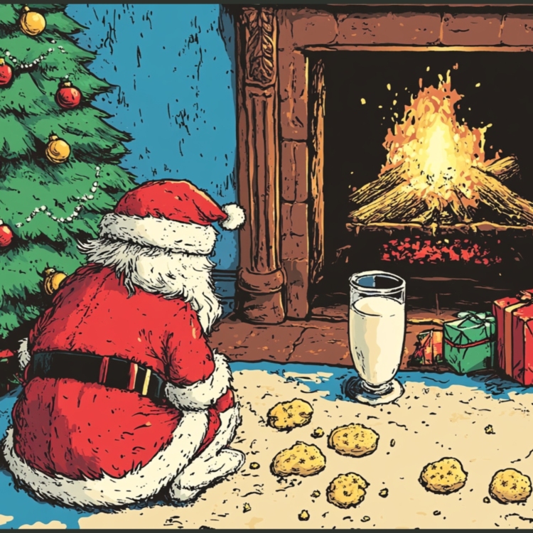 Santa Waiting for Fire to Go Out - imagii Greeting Cards