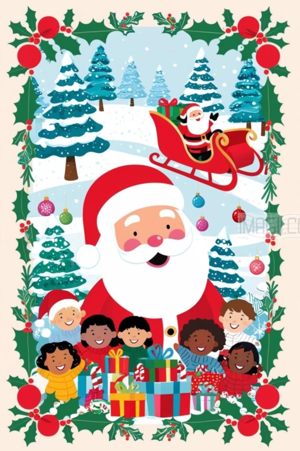 Santa and Kids - imagii Greeting Cards