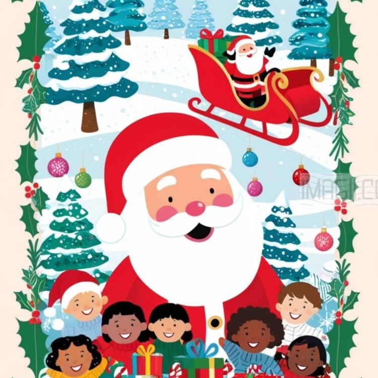 Santa and Kids - imagii Greeting Cards