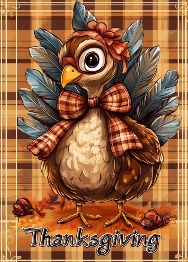 Turkey Thanksgiving Tartan 1 - imagii Greeting Cards