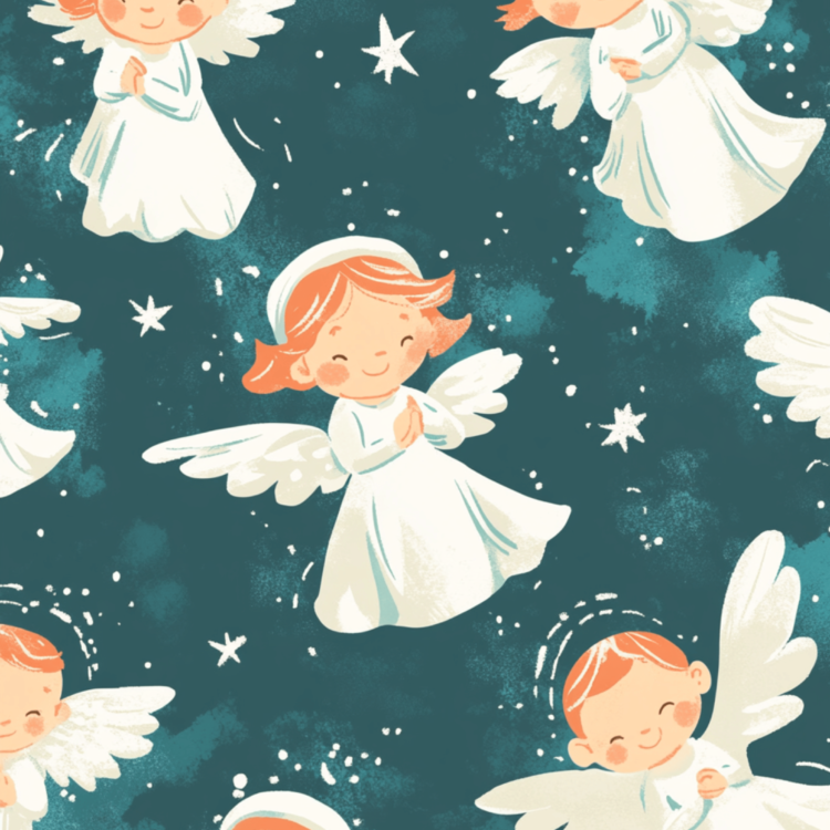 Angels with Green Background - imagii Greeting Cards