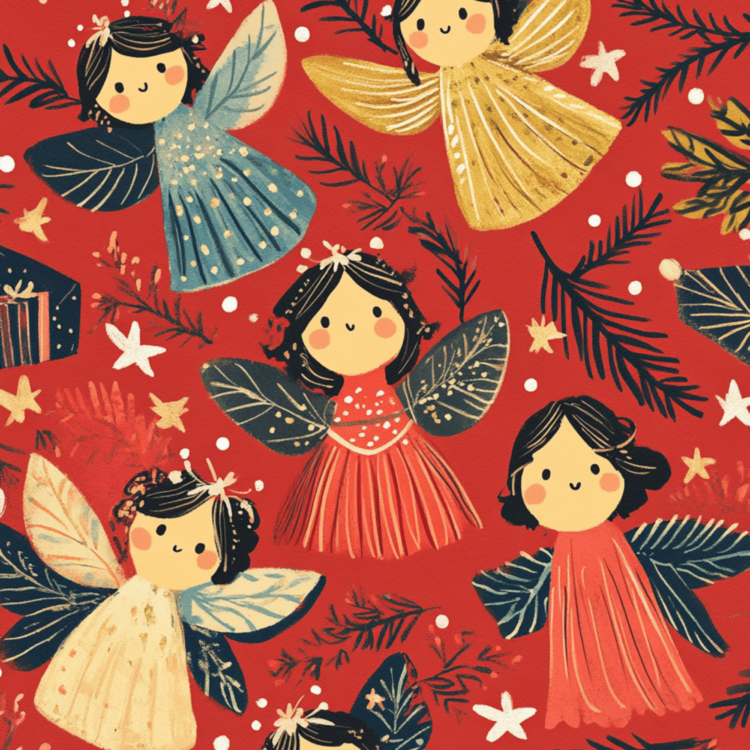 Angels Red Background - imagii Greeting Cards