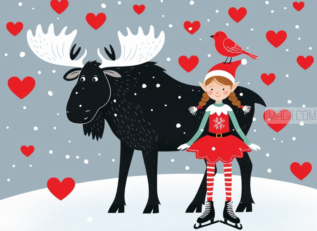 Christmas Valentine Moose - imagii Greeting Cards