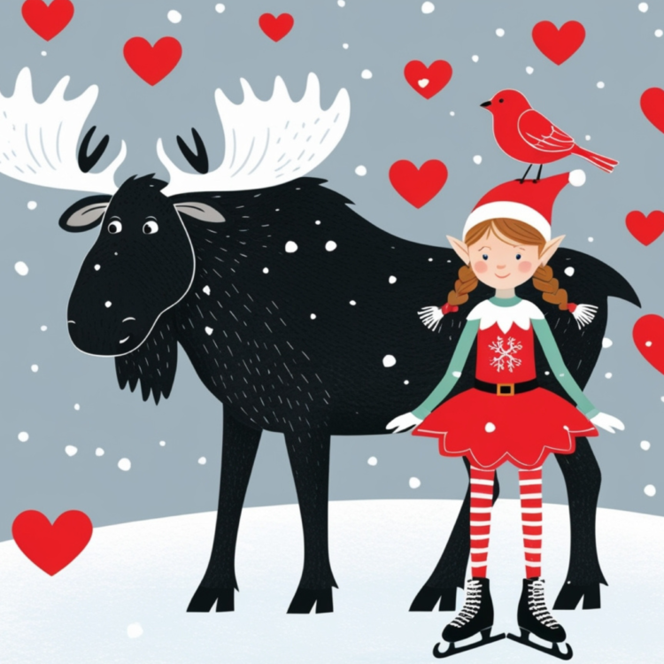 Christmas Valentine Moose - imagii Greeting Cards